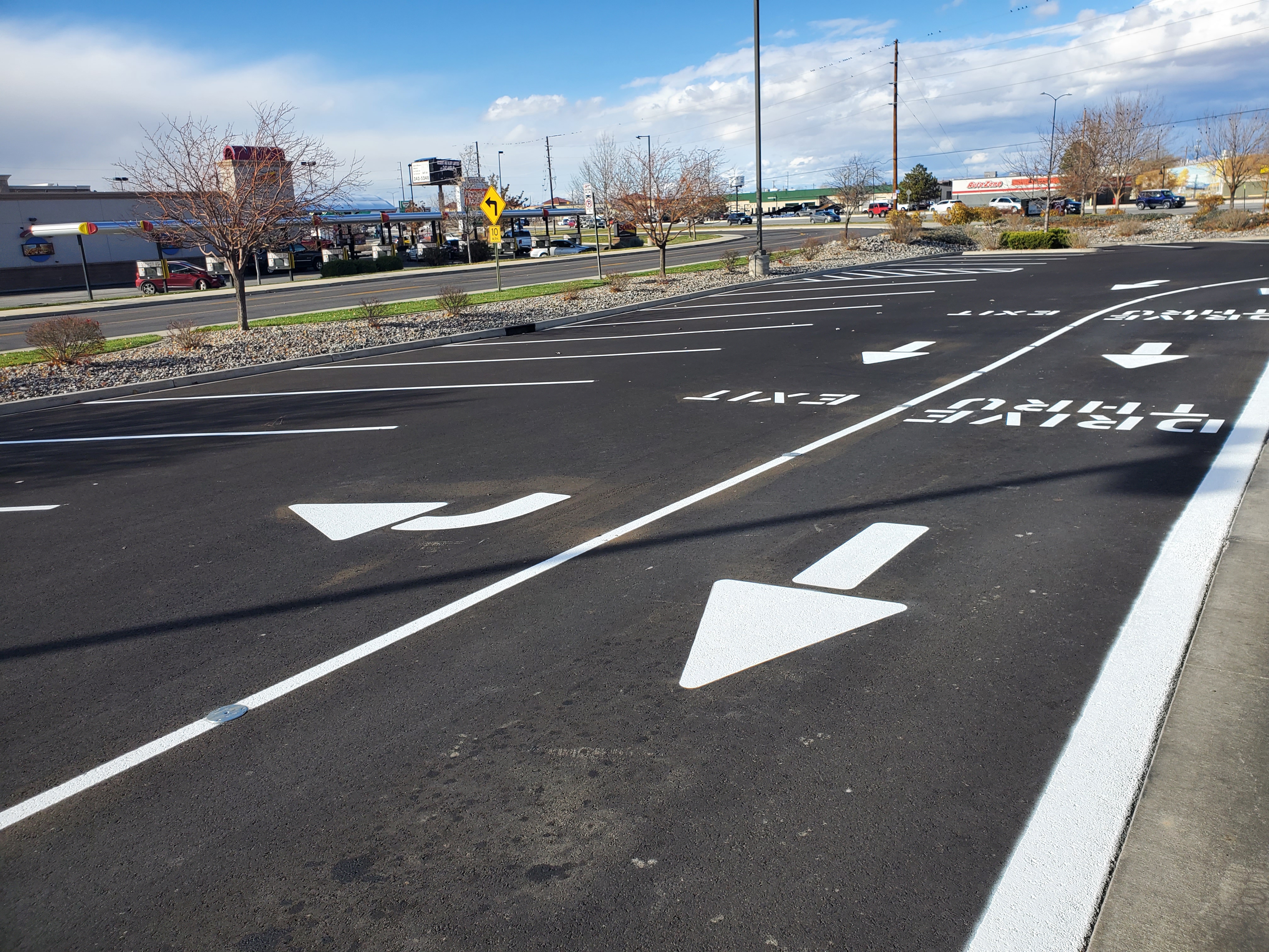 Commercial parking lot striping project